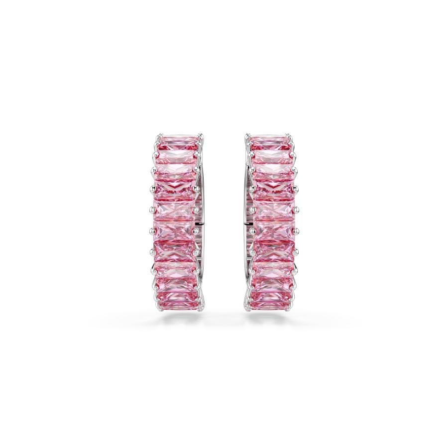 Swarovski Matrix Ear Cuffs, Baguette Cut, Pink, Rhodium Plated -Swarovski