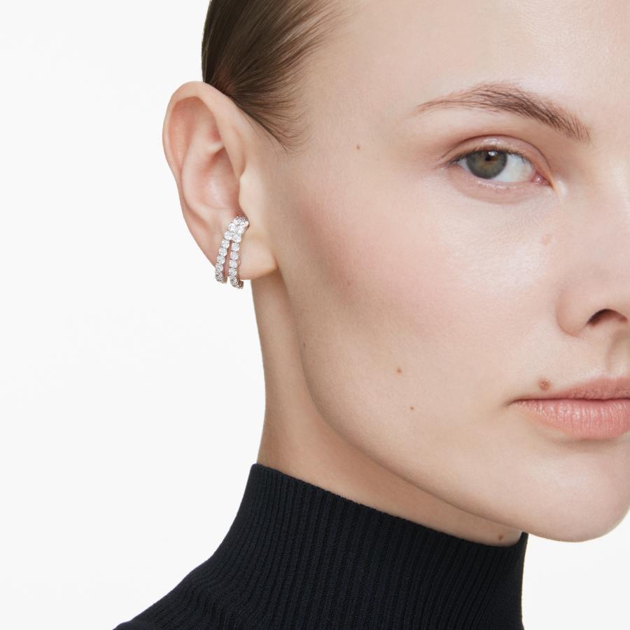 Swarovski Matrix Ear Cuffs, Round Cut, White, Rhodium Plated -Swarovski