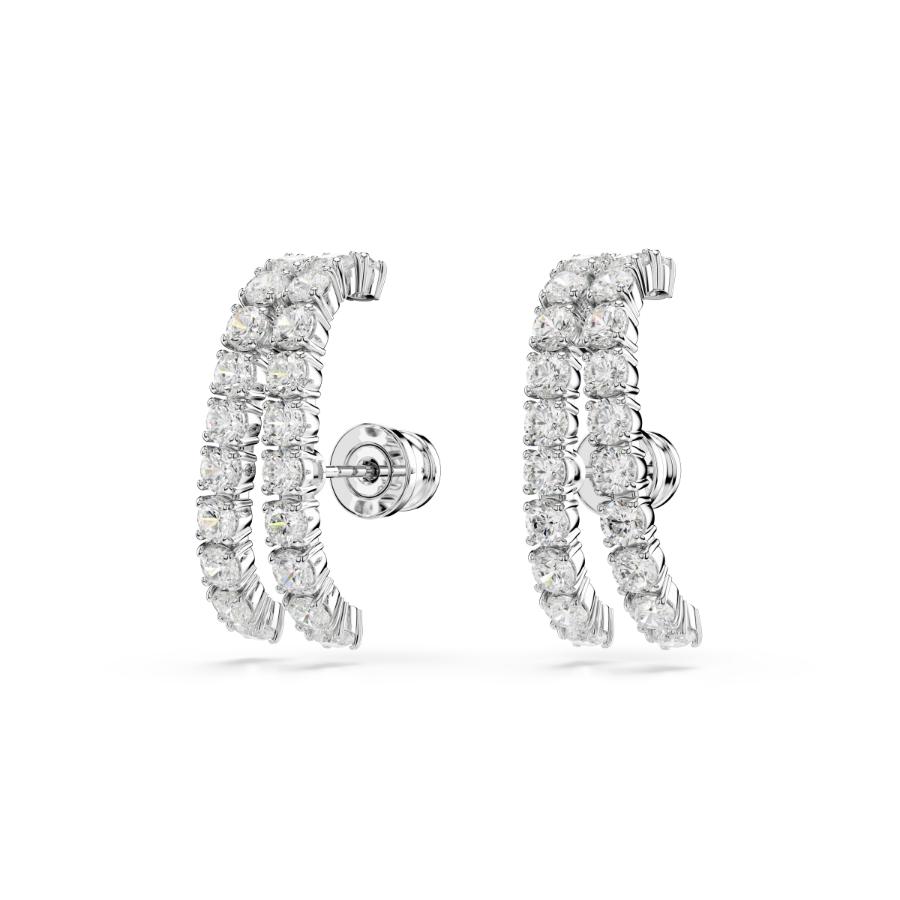 Swarovski Matrix Ear Cuffs, Round Cut, White, Rhodium Plated -Swarovski