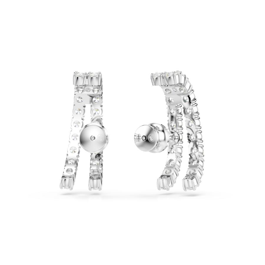 Swarovski Matrix Ear Cuffs, Round Cut, White, Rhodium Plated -Swarovski