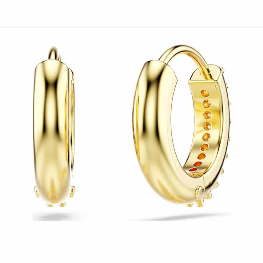 Swarovski Matrix Hoop Earrings, Round Cut, White, Gold-tone Plated -Swarovski