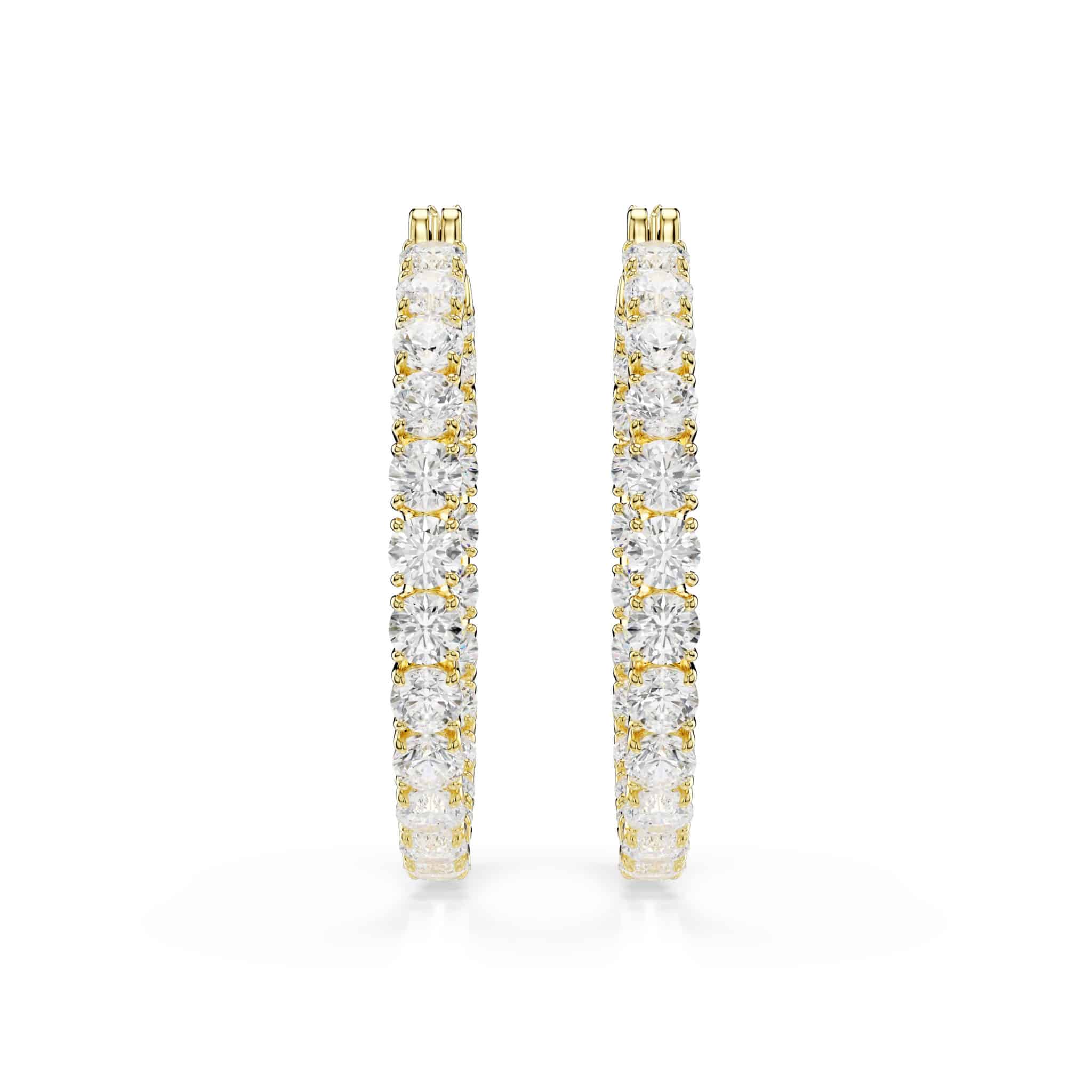 Swarovski Matrix Hoop Earrings, Round cut, White, Gold-tone plated -Swarovski