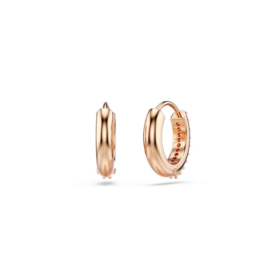 Swarovski Matrix Hoop Earrings, Round Cut, White, Rose Gold-Tone Plated -Swarovski