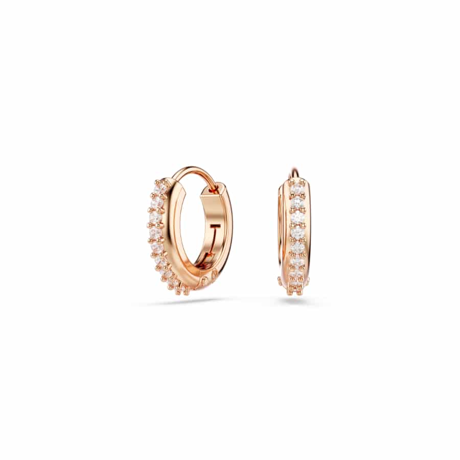Swarovski Matrix Hoop Earrings, Round Cut, White, Rose Gold-Tone Plated -Swarovski