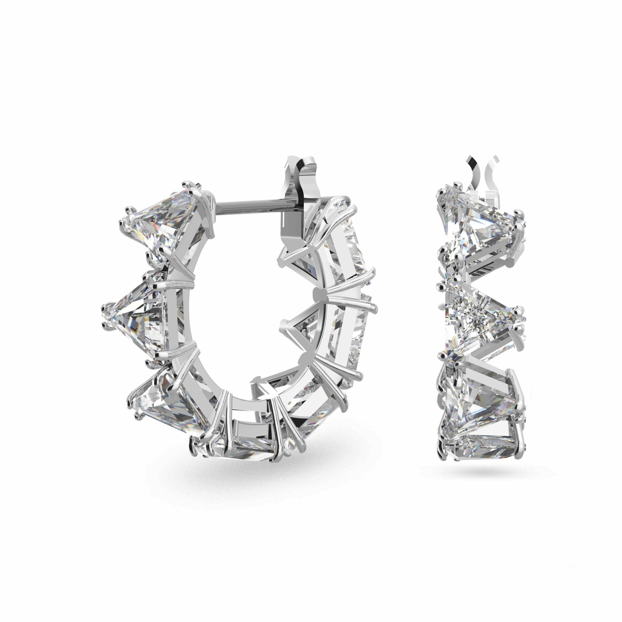Swarovski Matrix hoop earrings White, Rhodium plated -Swarovski