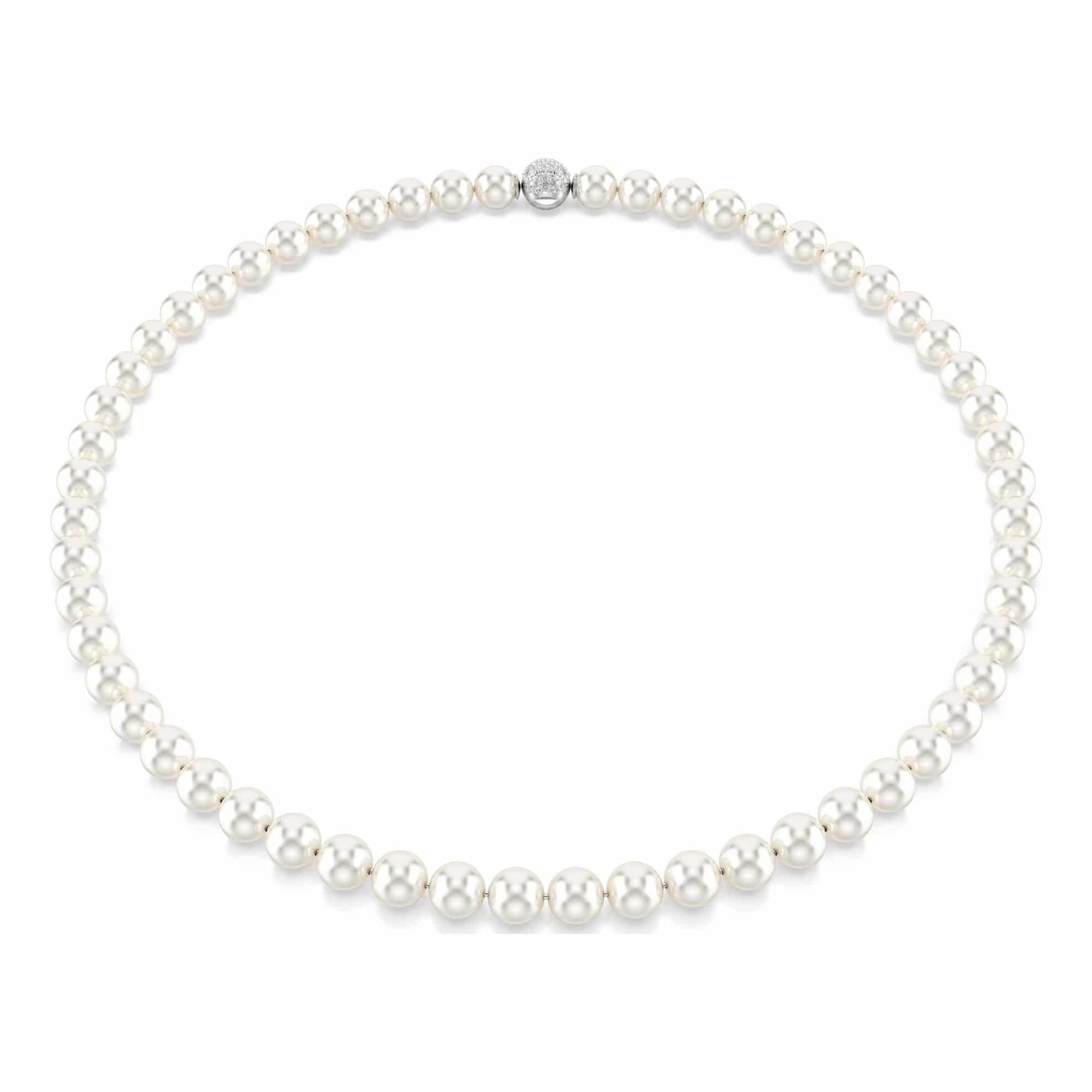 Swarovski Matrix Necklace, Crystal pearl, White, Rhodium plated -Swarovski