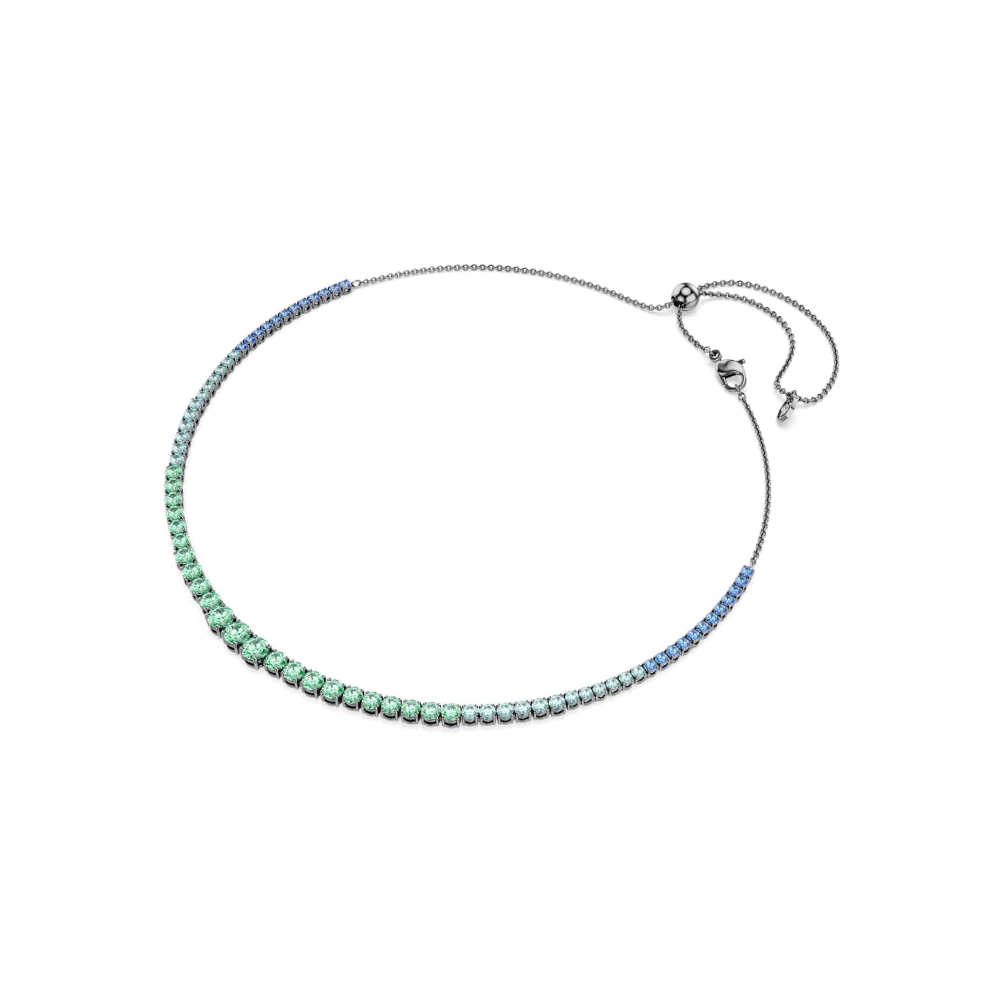 Swarovski Matrix Necklace, Gradient of round cuts, Multicolored, Ruthenium plated -Swarovski
