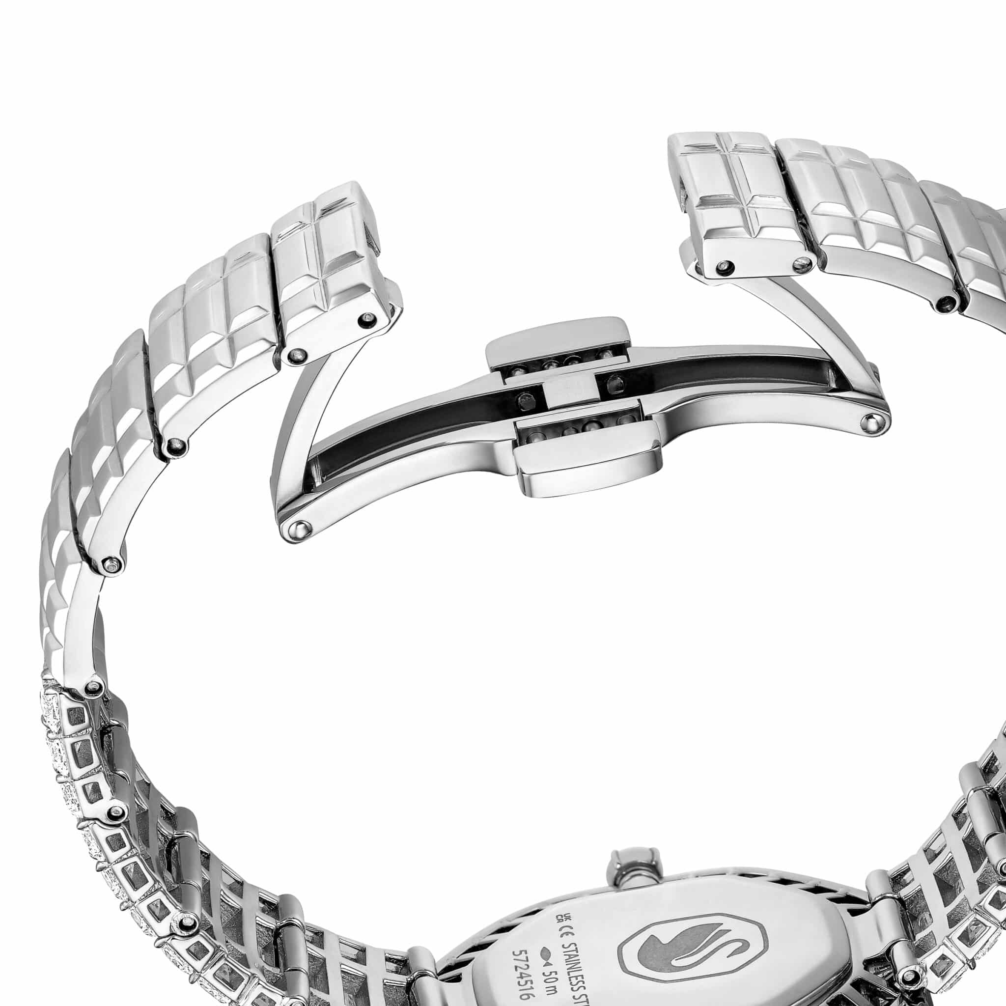Swarovski Matrix Octagon Watch, Baguette Cut, Metal Bracelet, Silver tone, Stainless steel -Swarovski