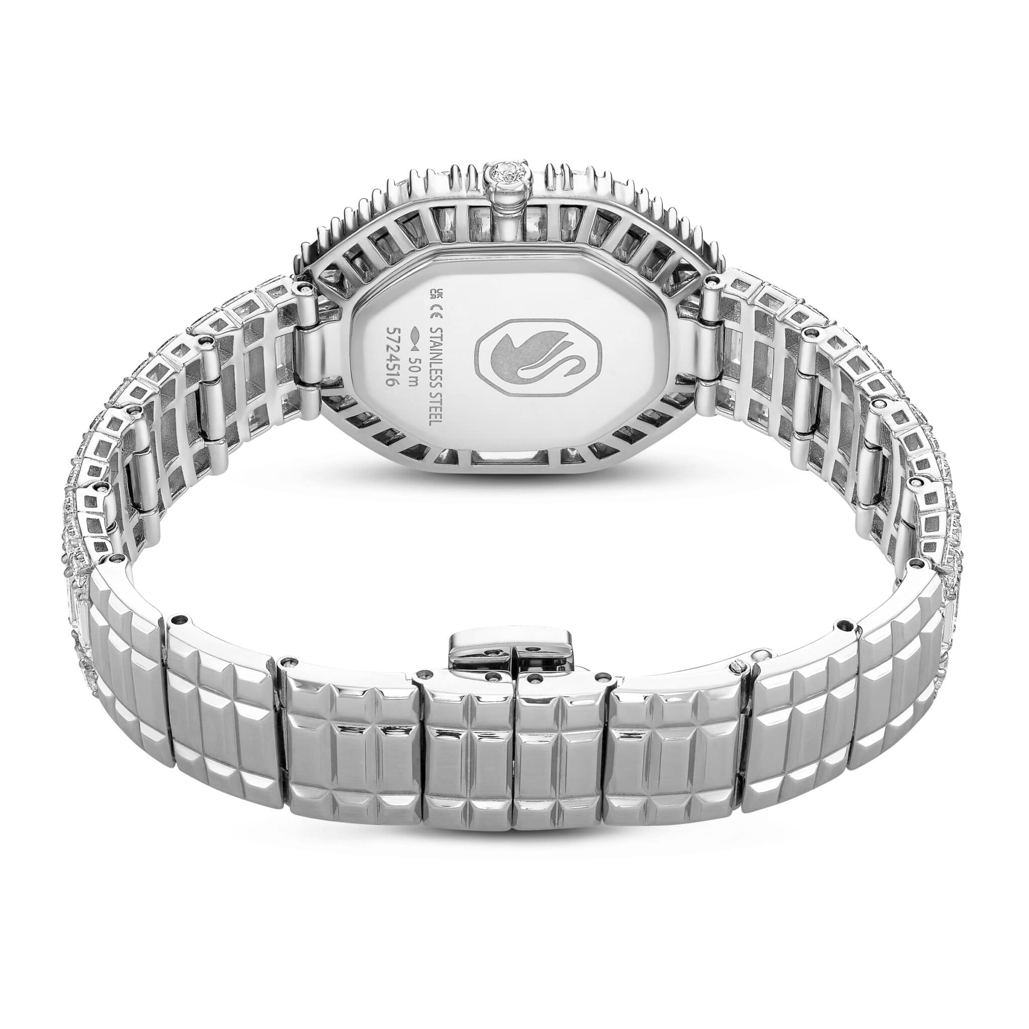 Swarovski Matrix Octagon Watch, Baguette Cut, Metal Bracelet, Silver tone, Stainless steel -Swarovski