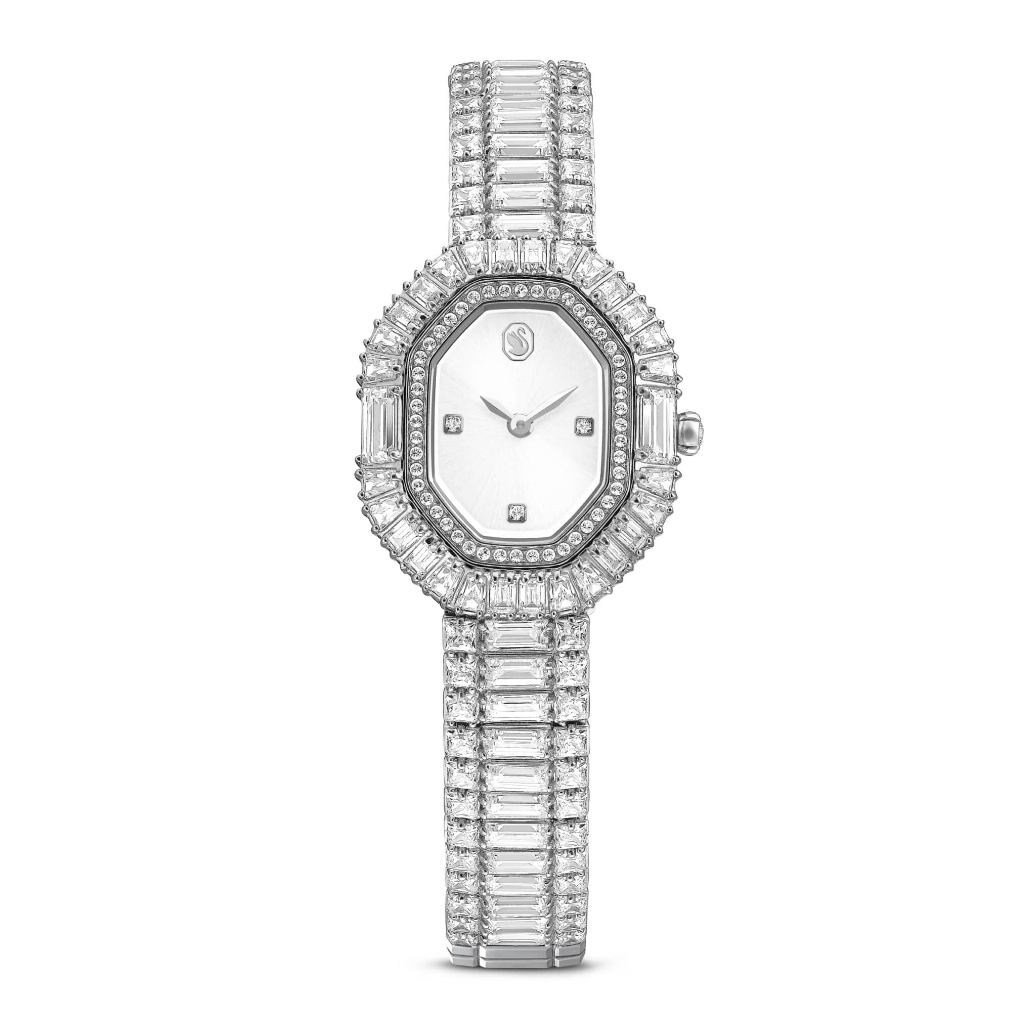 Swarovski Matrix Octagon Watch, Baguette Cut, Metal Bracelet, Silver tone, Stainless steel -Swarovski