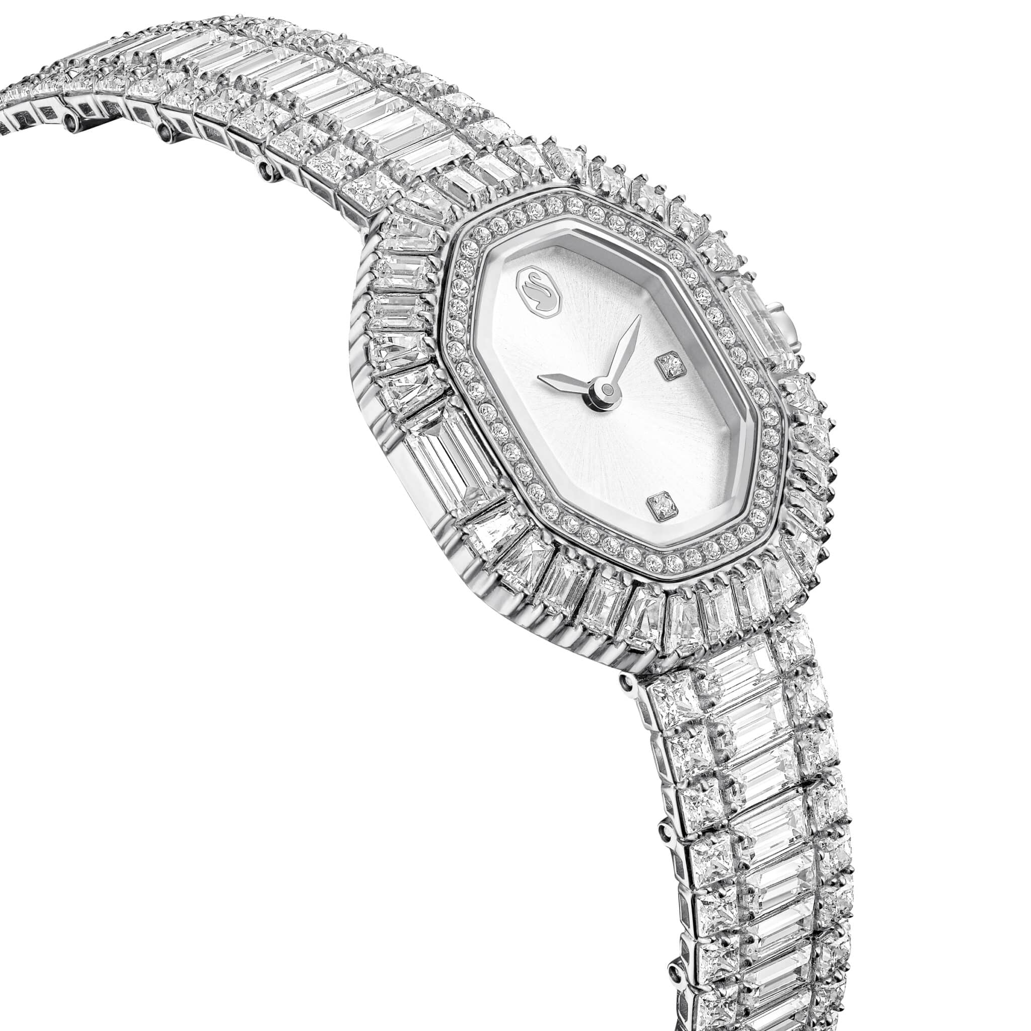 Swarovski Matrix Octagon Watch, Baguette Cut, Metal Bracelet, Silver tone, Stainless steel -Swarovski
