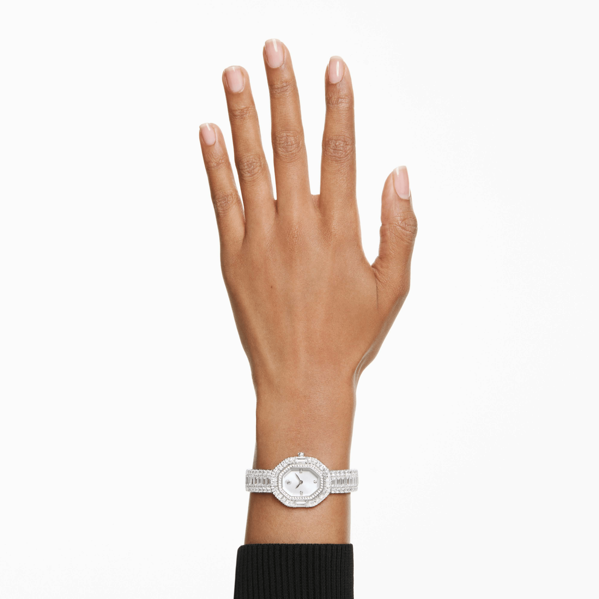 Swarovski Matrix Octagon Watch, Baguette Cut, Metal Bracelet, Silver tone, Stainless steel -Swarovski