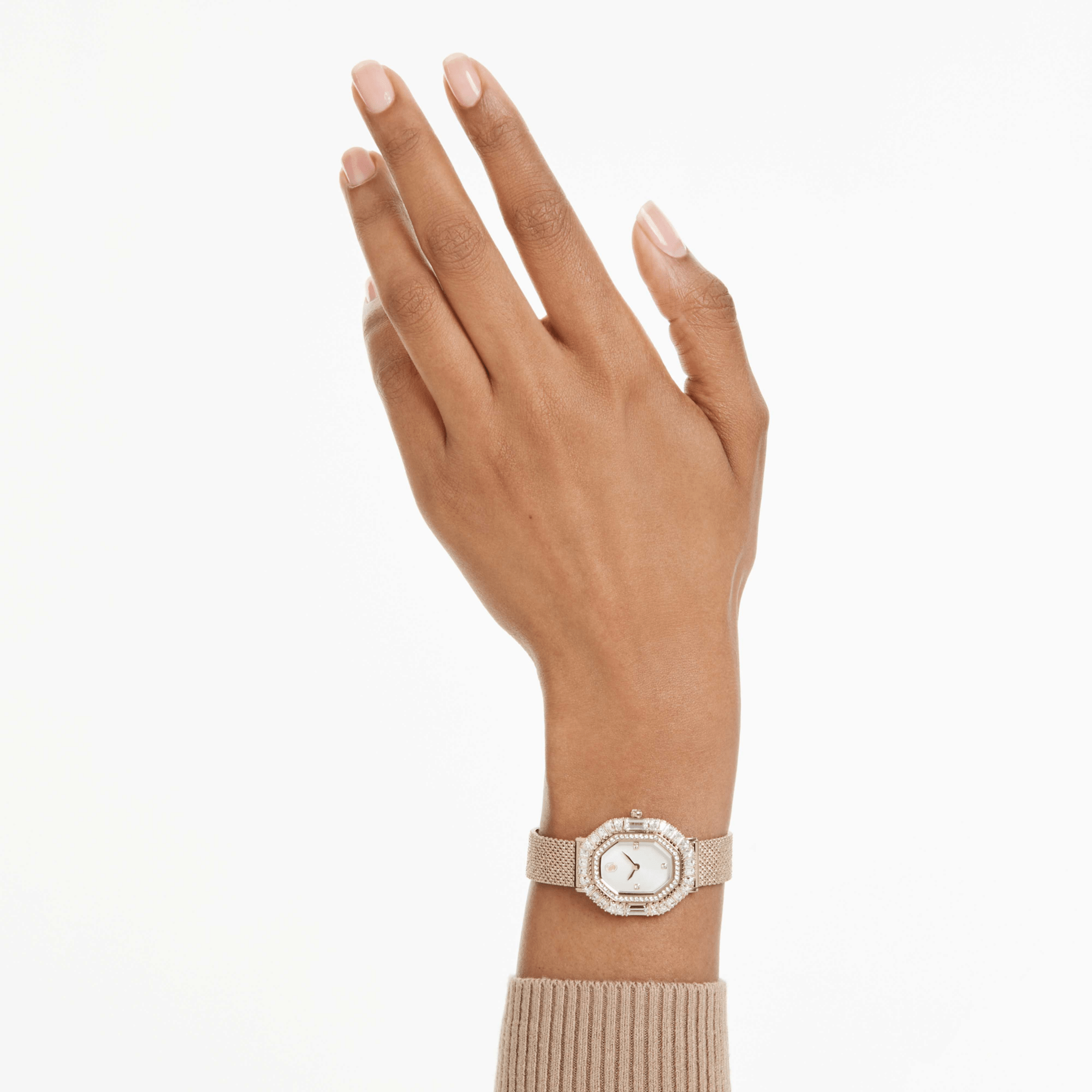 Swarovski Matrix Octagon Watch, Metal Bracelet, Gold tone, Champagne Gold-tone finish -Swarovski