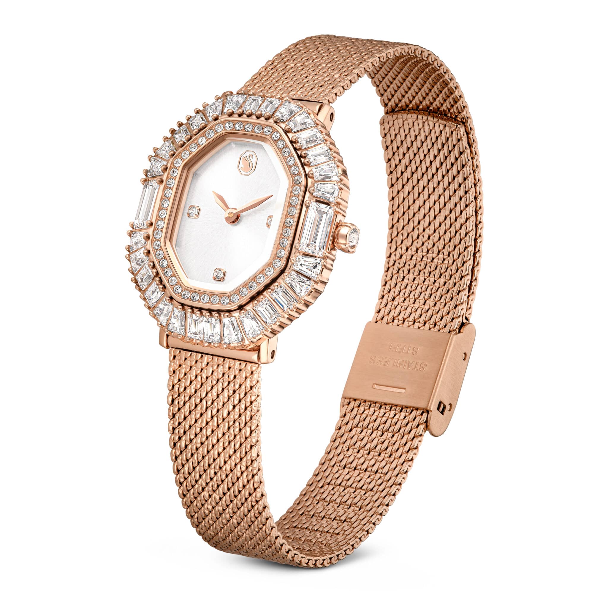 Swarovski Matrix Octagon Watch, Metal Bracelet, Rose Gold tone, Rose Gold-tone finish -Swarovski