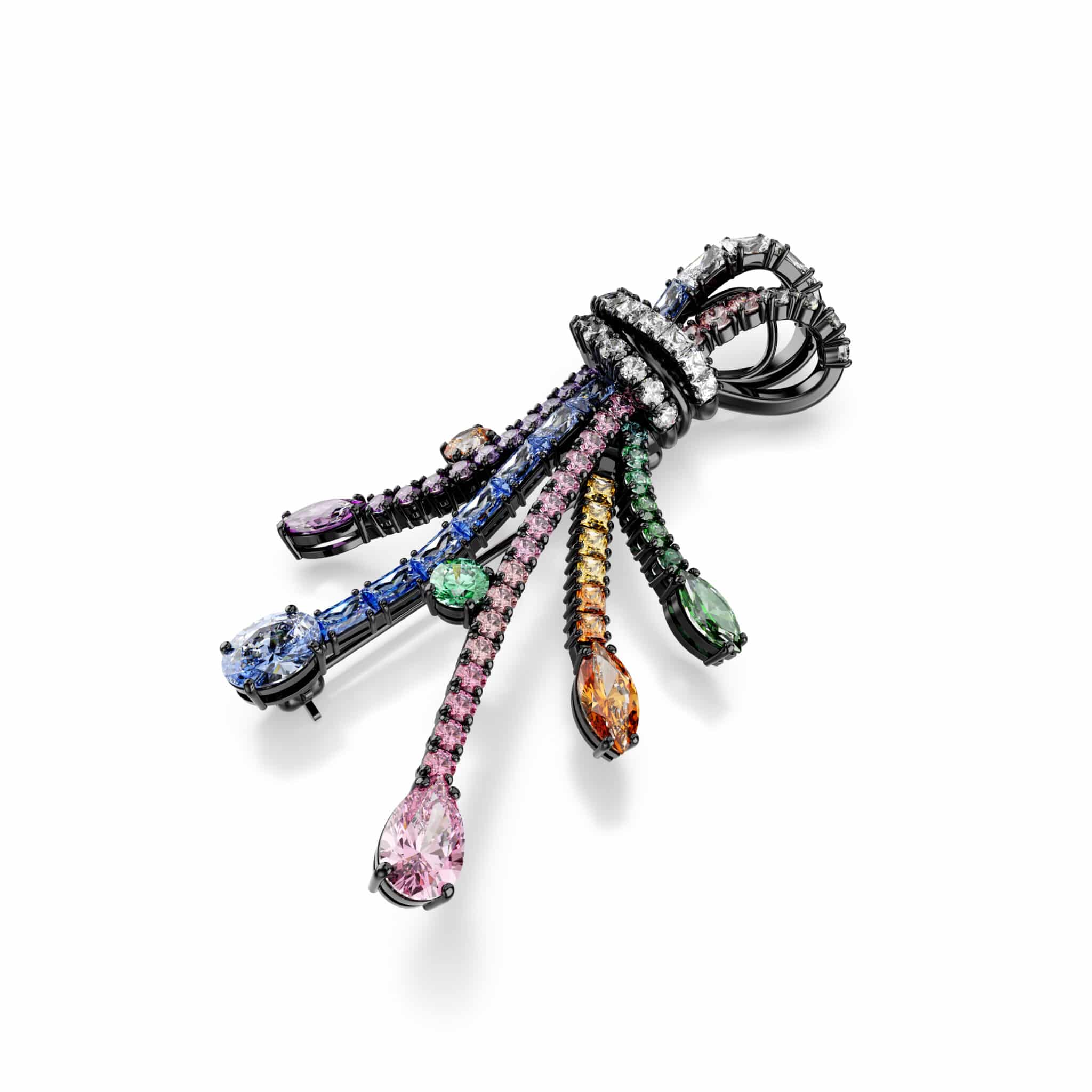 Swarovski Matrix Pendant and brooch, Mixed cuts, Bouquet, Multicolored, Ruthenium plated -Swarovski