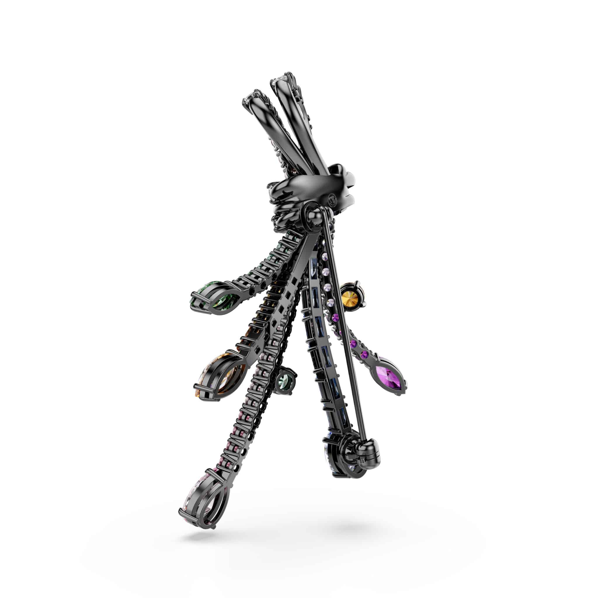 Swarovski Matrix Pendant and brooch, Mixed cuts, Bouquet, Multicolored, Ruthenium plated -Swarovski