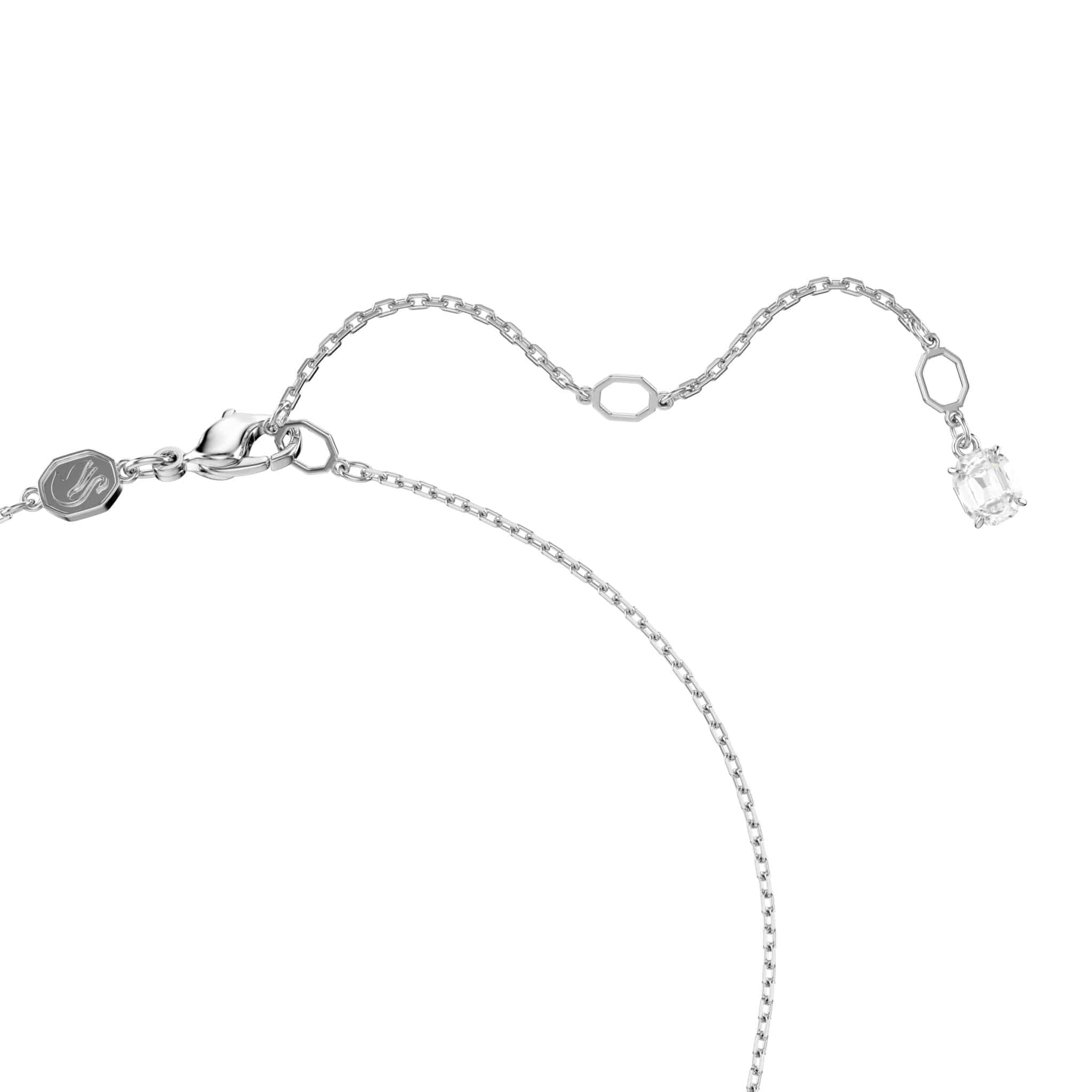 Swarovski Matrix Pendant, Baguette Cut, Knot, White, Rhodium Plated -Swarovski