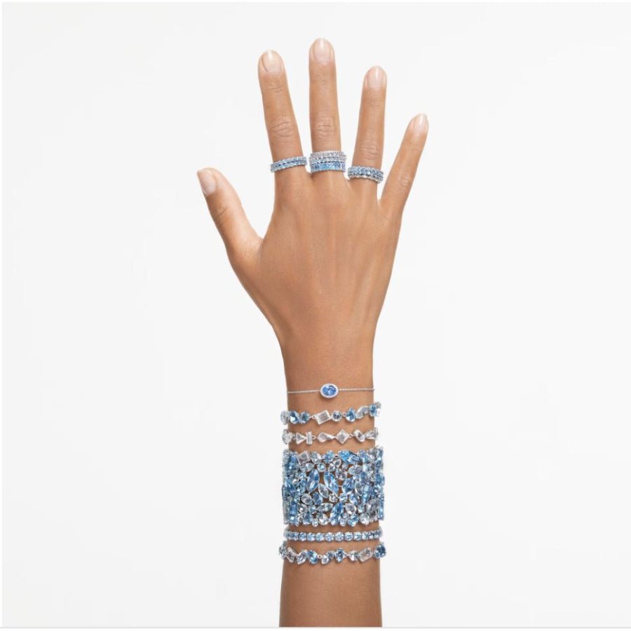 Swarovski Matrix Ring Baguette Cut, Blue, Rhodium Plated -Swarovski