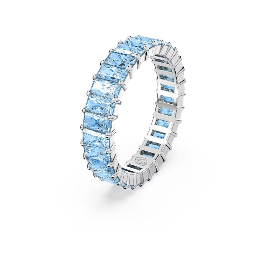 Swarovski Matrix Ring Baguette Cut, Blue, Rhodium Plated -Swarovski