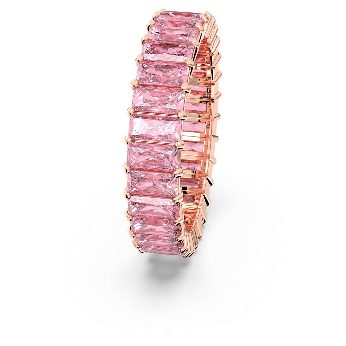 Swarovski Matrix Ring Baguette Cut, Pink, Rose Gold-Tone Plated -Swarovski