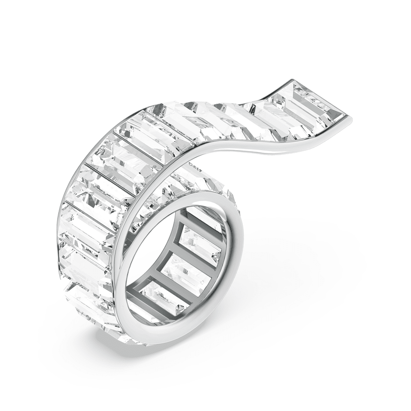 Swarovski Matrix Ring Baguette Cut, White, Rhodium-plated -Swarovski