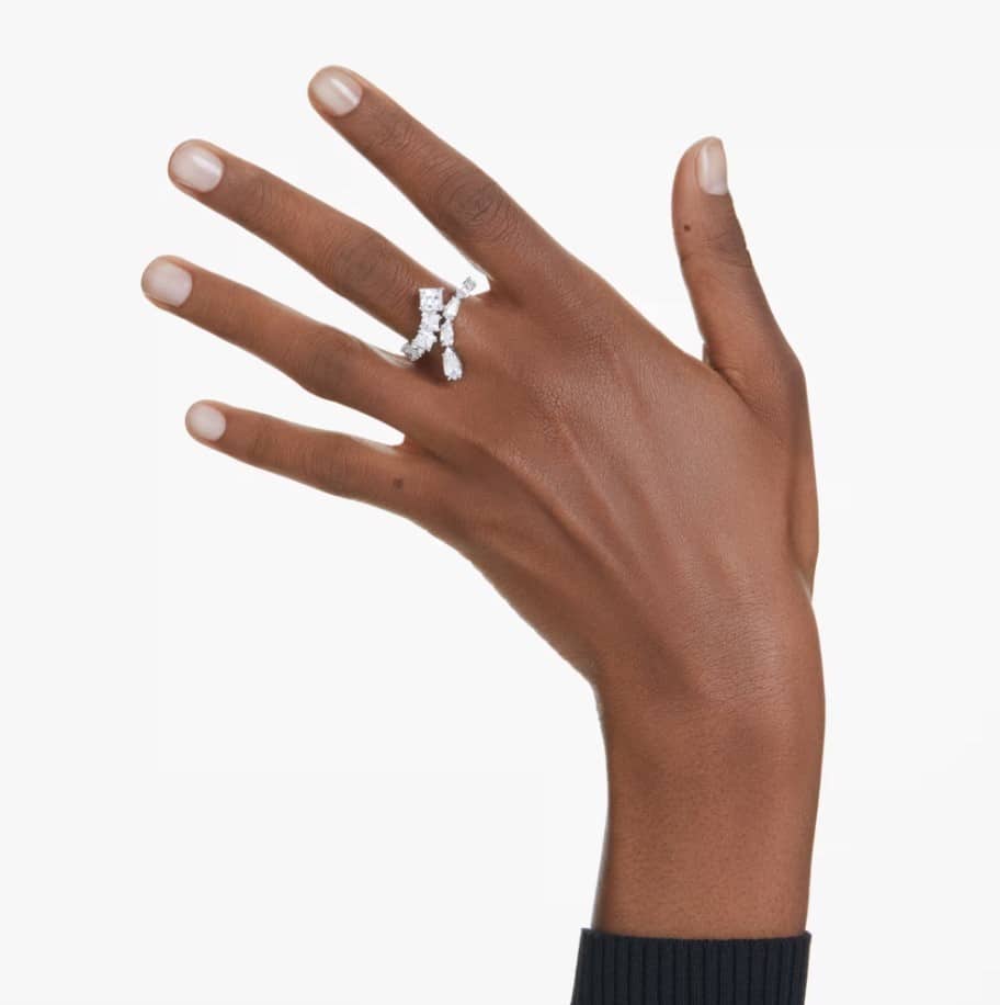 Swarovski Matrix Ring Mixed Cut, White, Rhodium Plated -Swarovski