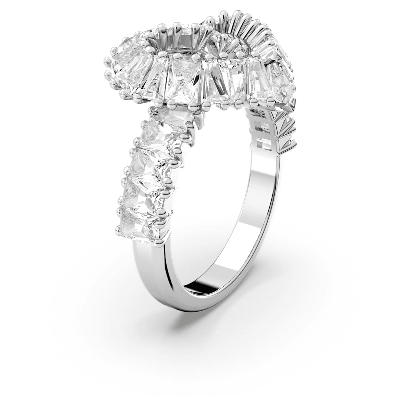 Swarovski Matrix Ring Mixed Cuts, Heart, White, Rhodium Plated -Swarovski