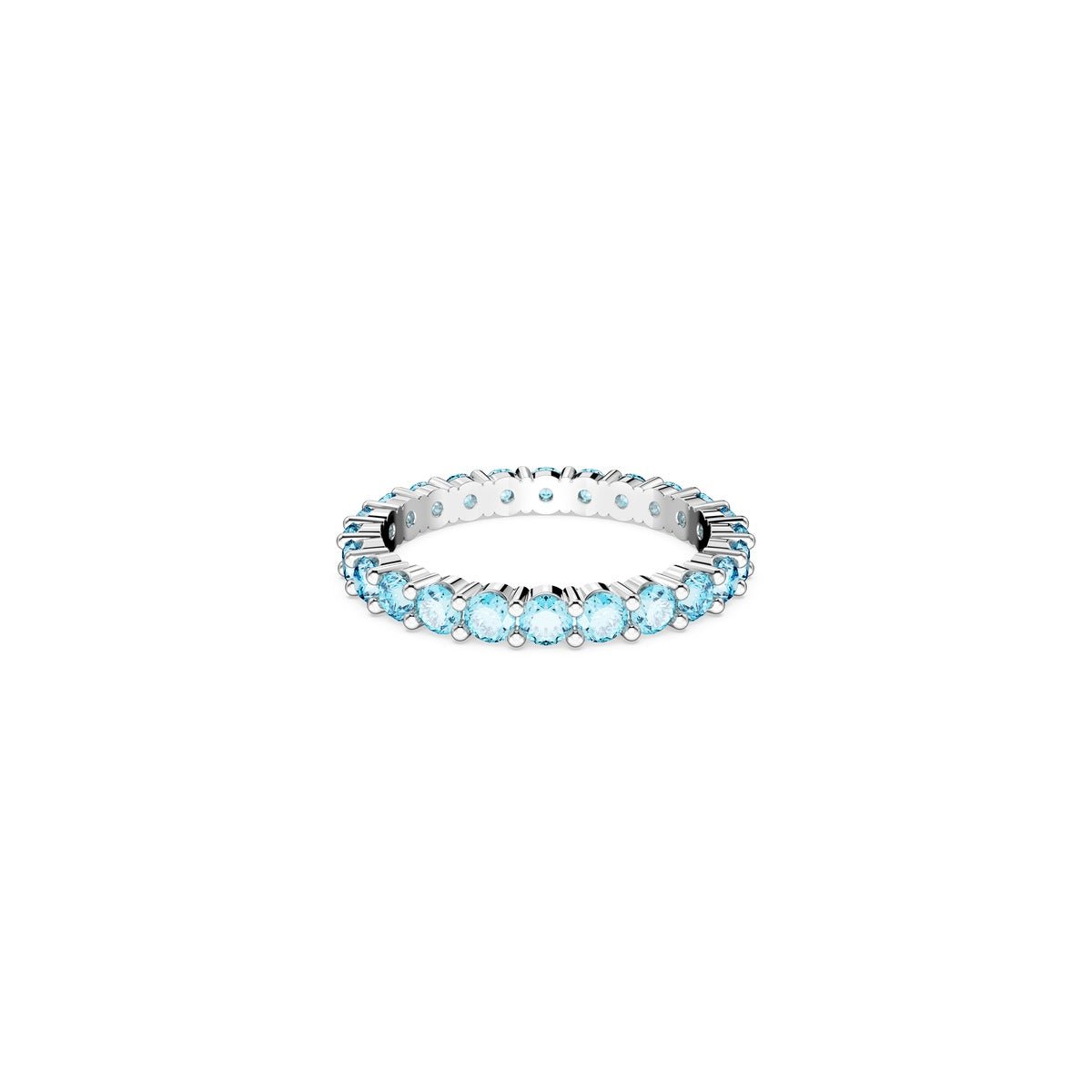 Swarovski Matrix Ring Round Cut, Blue, Rhodium Plated -Swarovski