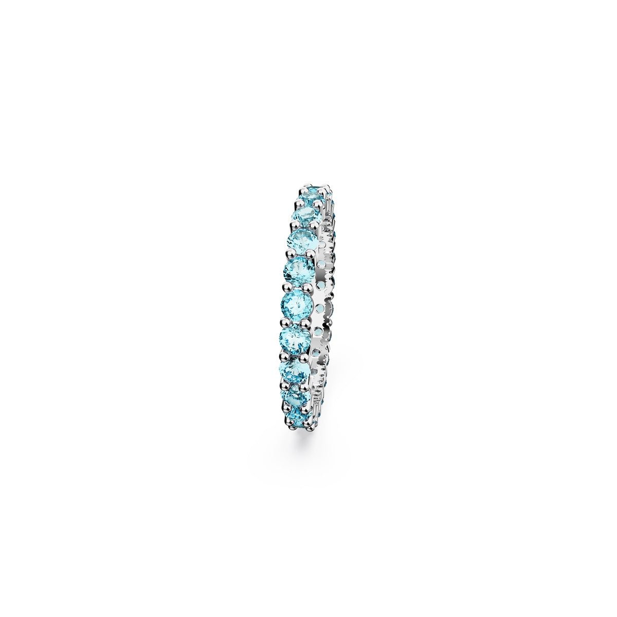 Swarovski Matrix Ring Round Cut, Blue, Rhodium Plated -Swarovski