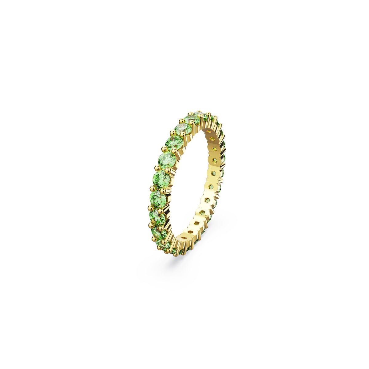 Swarovski Matrix Ring Round Cut, Green, Gold-Tone Plated -Swarovski