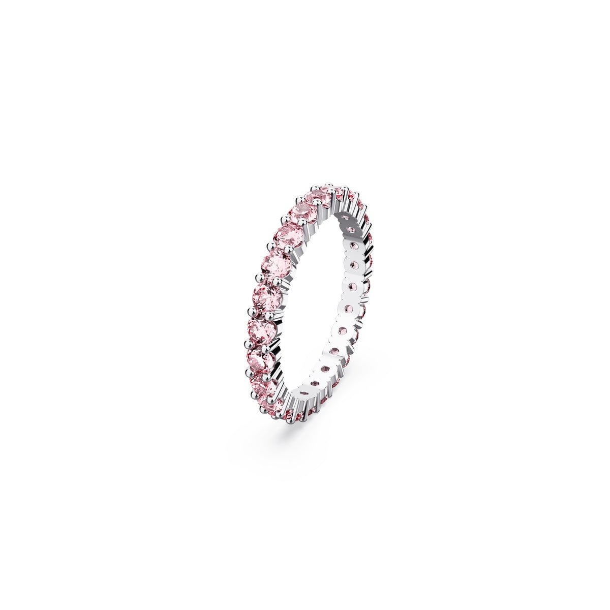 Swarovski Matrix Ring Round Cut, Pink, Rhodium Plated -Swarovski