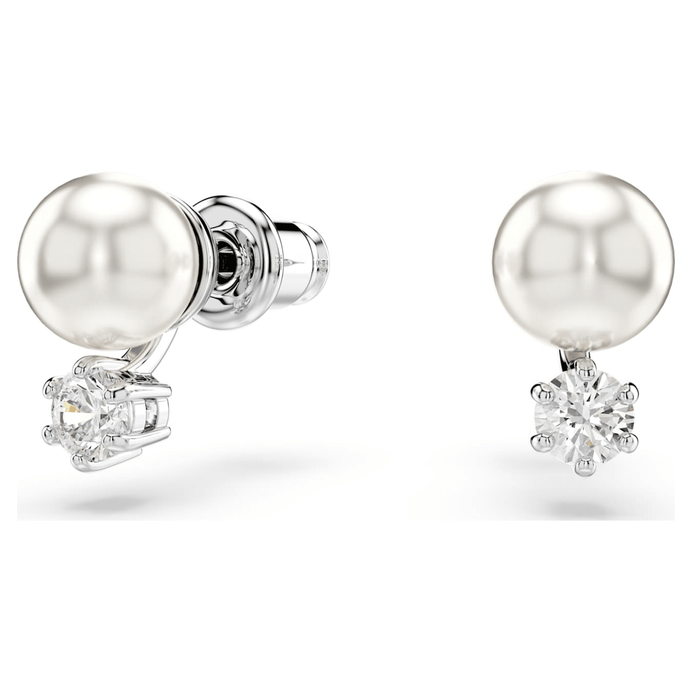 Swarovski Matrix set, Crystal pearl, Round cut, White, Rhodium plated -Swarovski