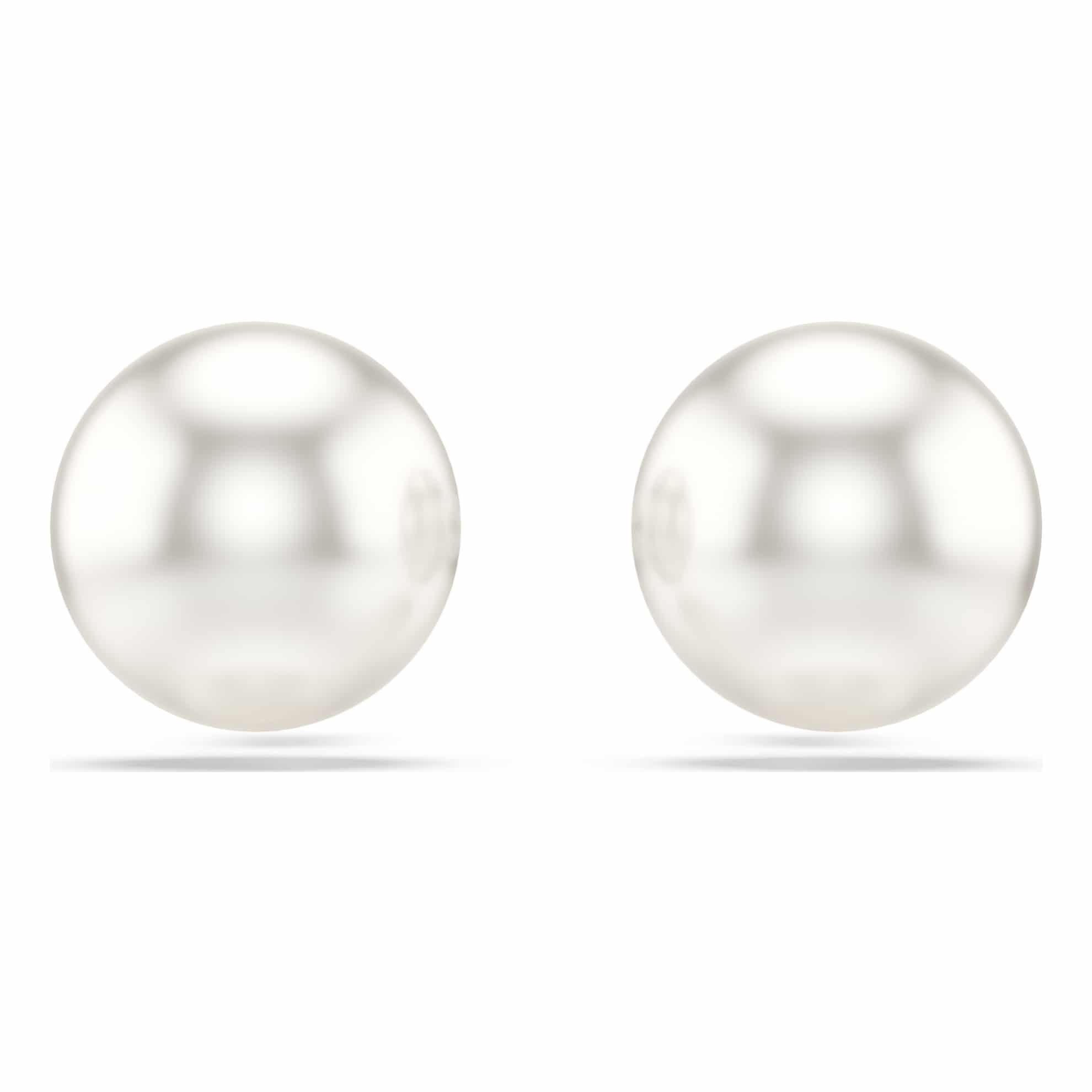 Swarovski Matrix stud Earrings, Crystal pearl, White, Rhodium plated -Swarovski