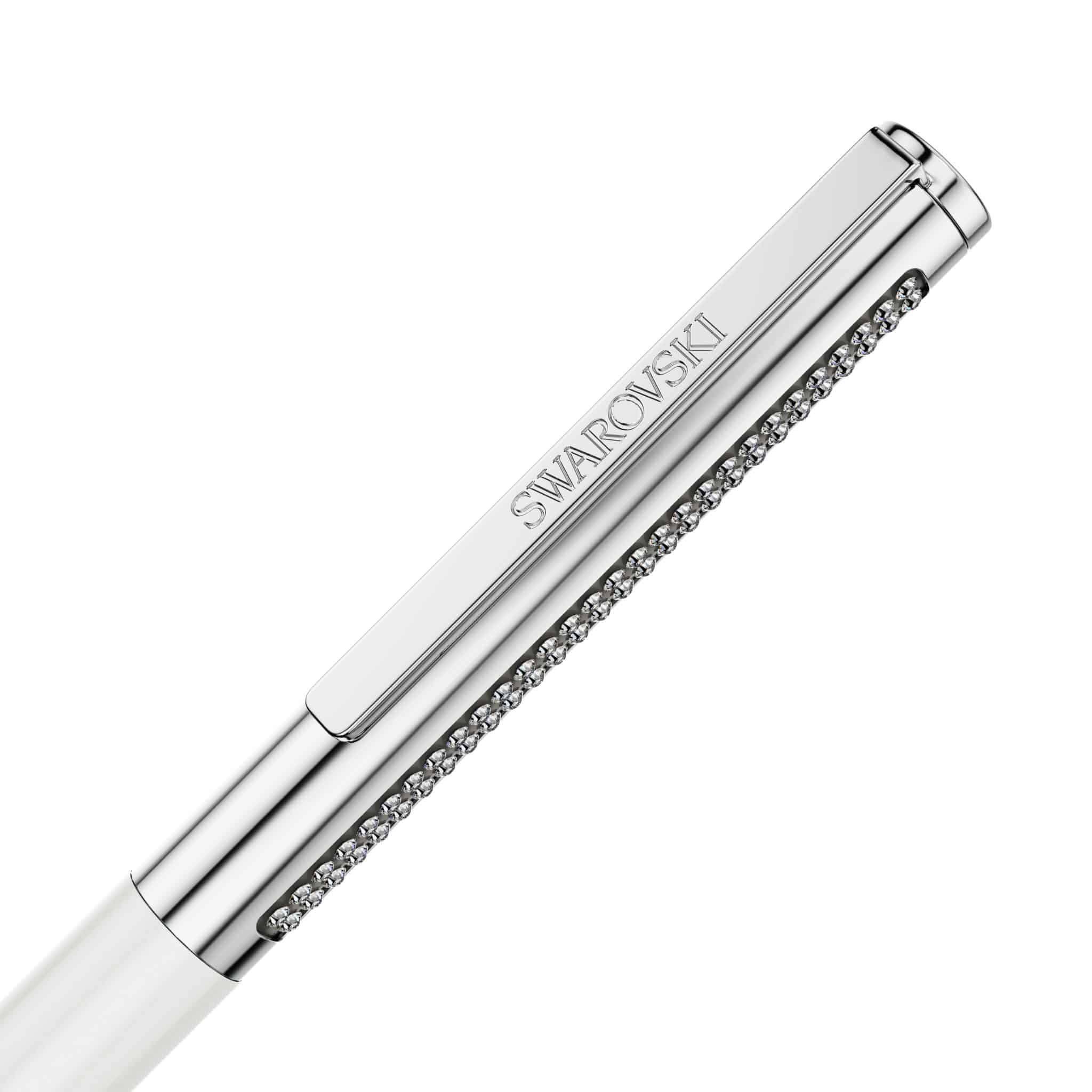 Swarovski Matrix Tennis Ballpoint Pen, White, Chrome plated -Swarovski