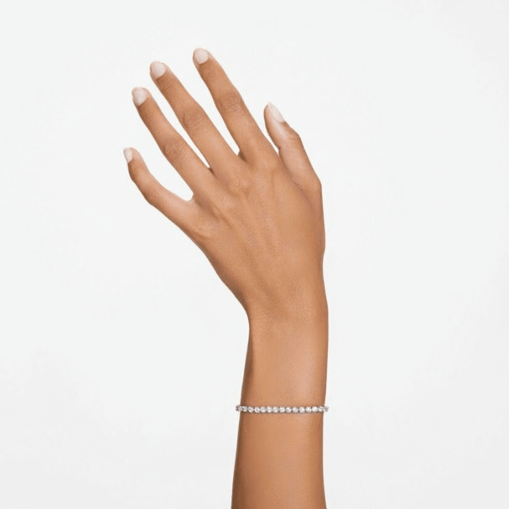Swarovski Matrix Tennis Bracelet Round Cut, White, Rhodium plated -Swarovski