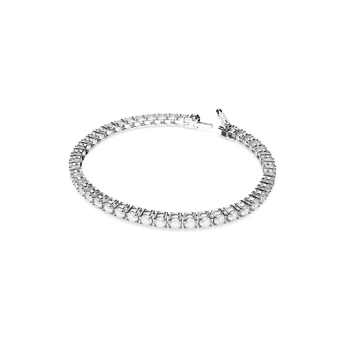 Swarovski Matrix Tennis Bracelet Round Cut, White, Rhodium plated -Swarovski