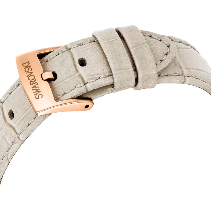 Swarovski Matrix Tennis Chrono Watch, Swiss Made, Leather strap, Beige, Rose gold-tone Finish -Swarovski