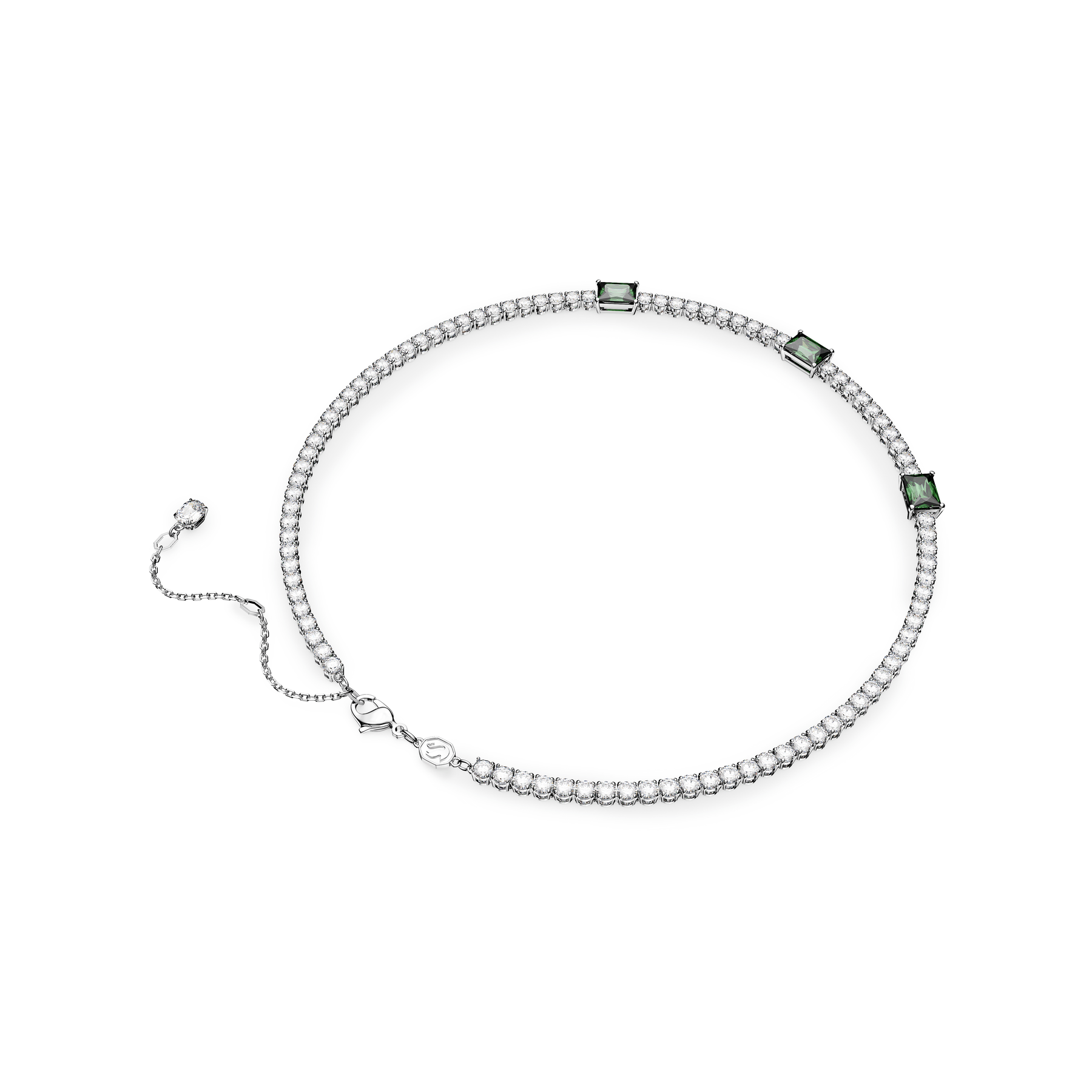 Swarovski Matrix Tennis Necklace Mixed Cuts Green Rhodium Plated -Swarovski