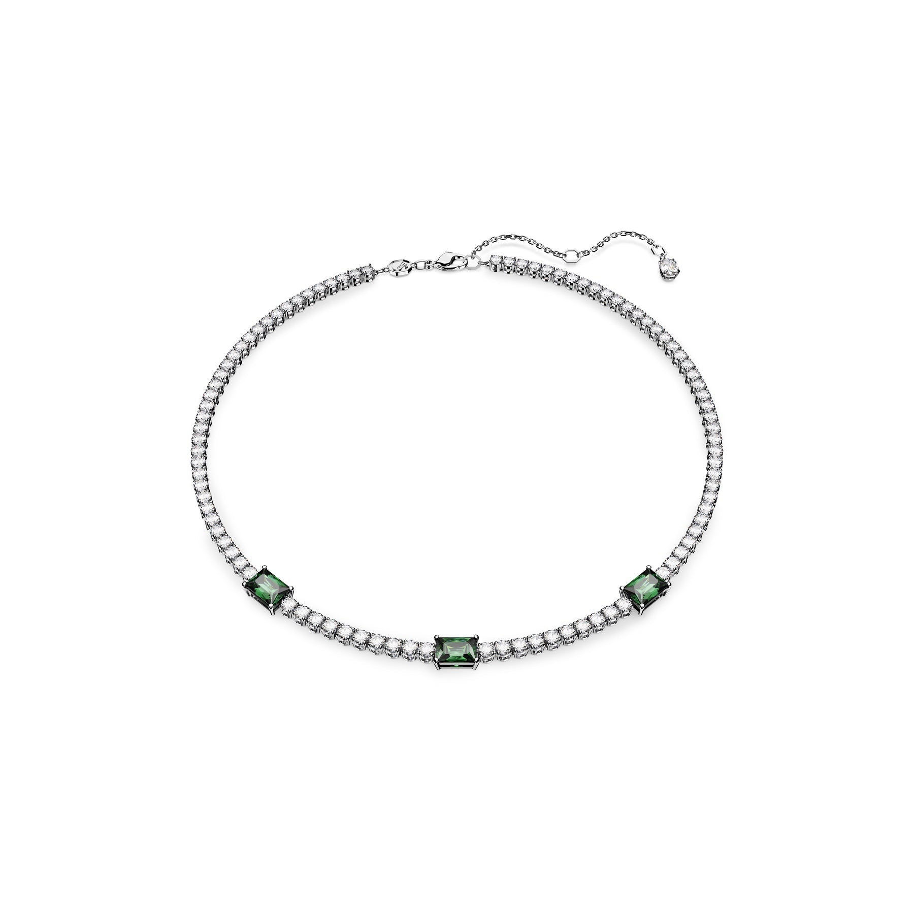Swarovski Matrix Tennis Necklace Mixed Cuts Green Rhodium Plated -Swarovski