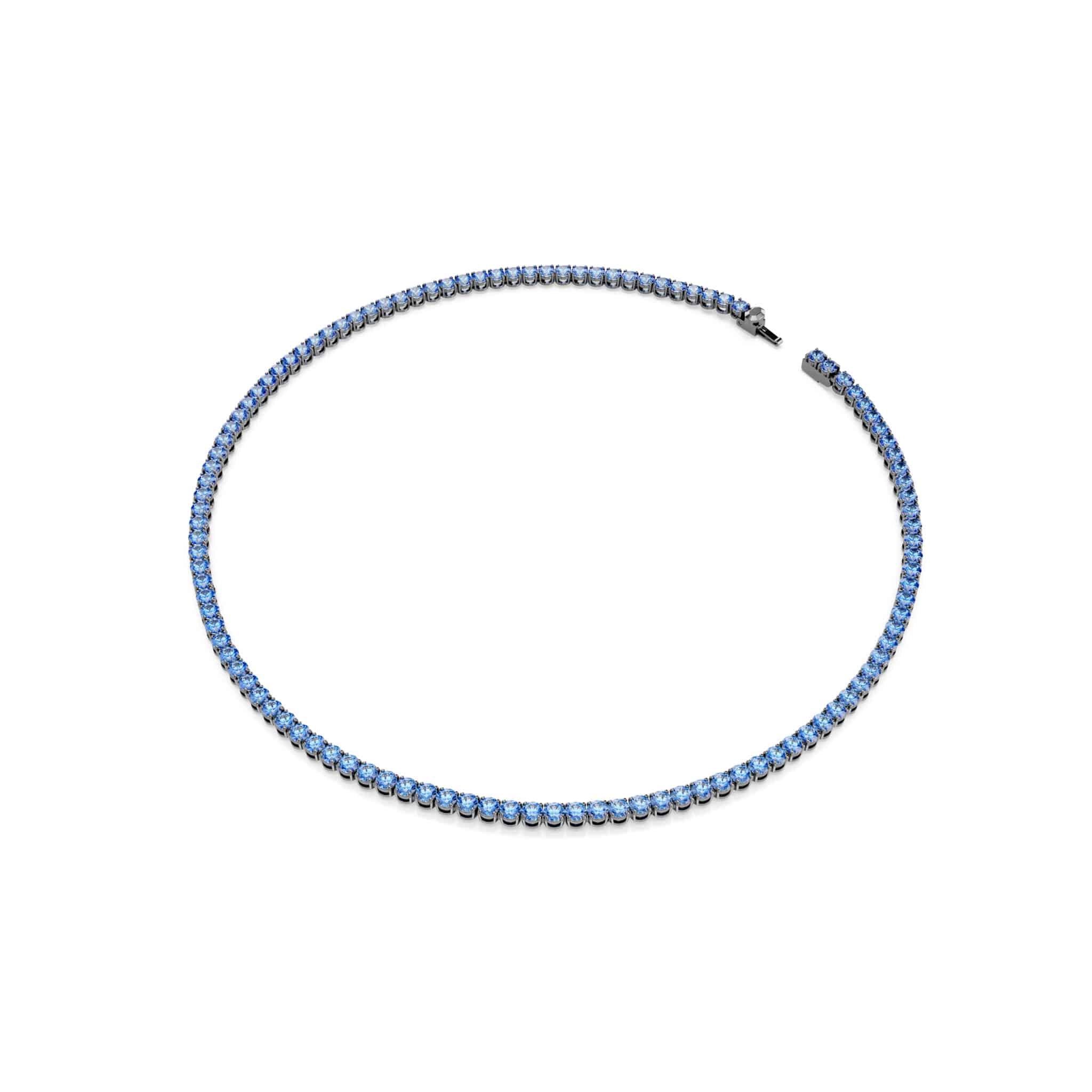 Swarovski Matrix Tennis Necklace, Round cut, Blue, Ruthenium plated -Swarovski