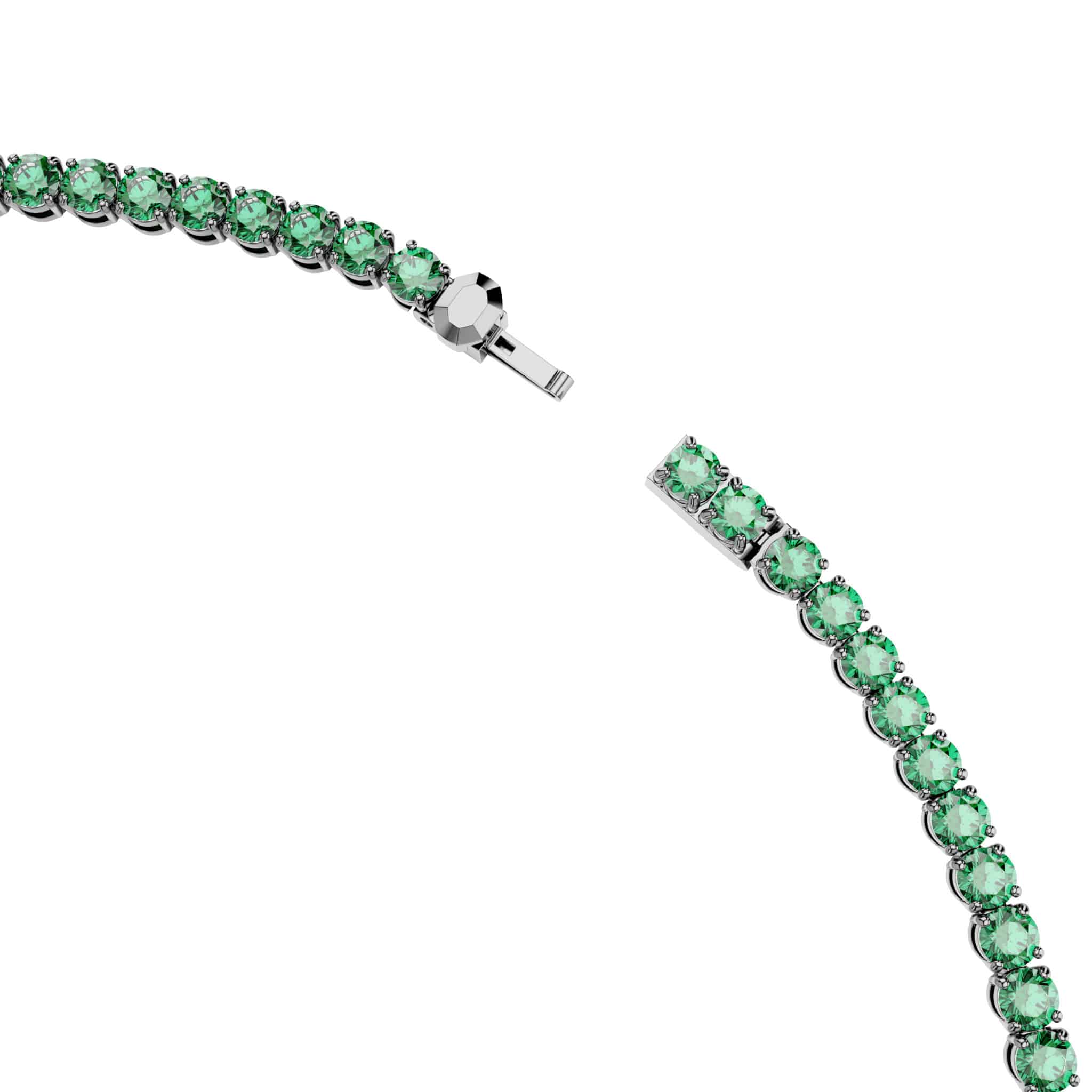Swarovski Matrix Tennis Necklace, Round cut, Green, Ruthenium plated -Swarovski