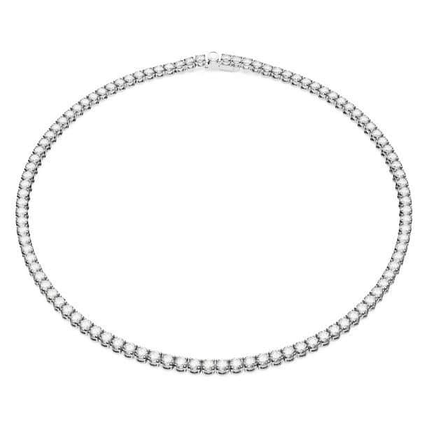 Swarovski Matrix Tennis Necklace, Round Cut, White, Rhodium Plated -Swarovski