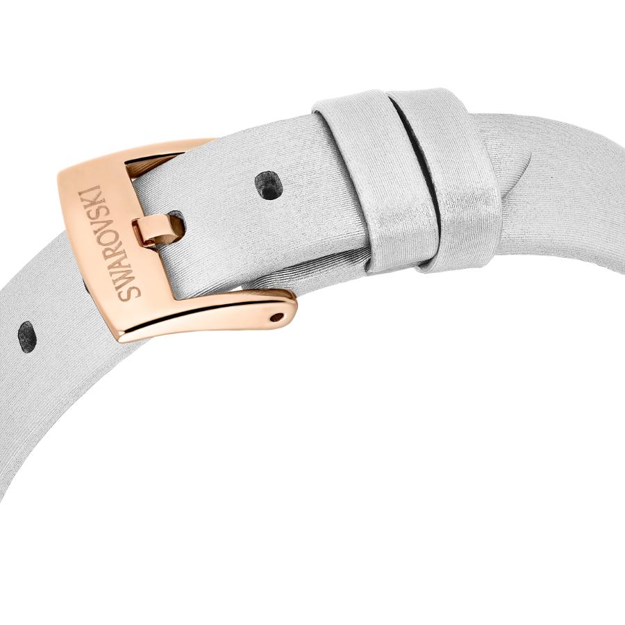 Swarovski Matrix Tennis Watch, Swiss Made, Leather Strap, Gray, Rose gold-tone Finish -Swarovski
