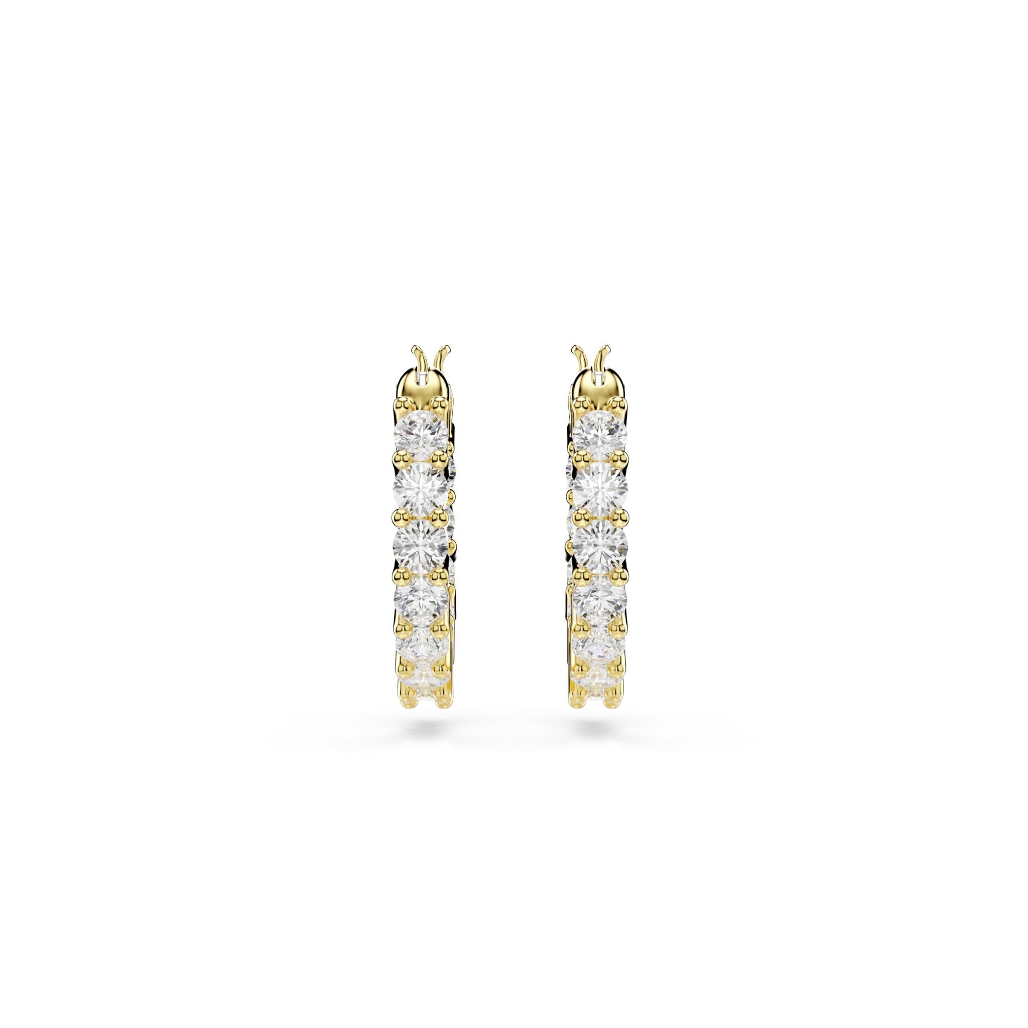 Swarovski Matrix Vittore Hoop Earrings, Round Cut, White, Gold-tone Plated -Swarovski