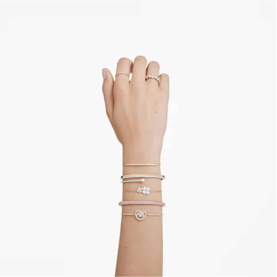 Swarovski Matrix Vittore Ring Round Cut, White, Rose Gold Tone Finish -Swarovski
