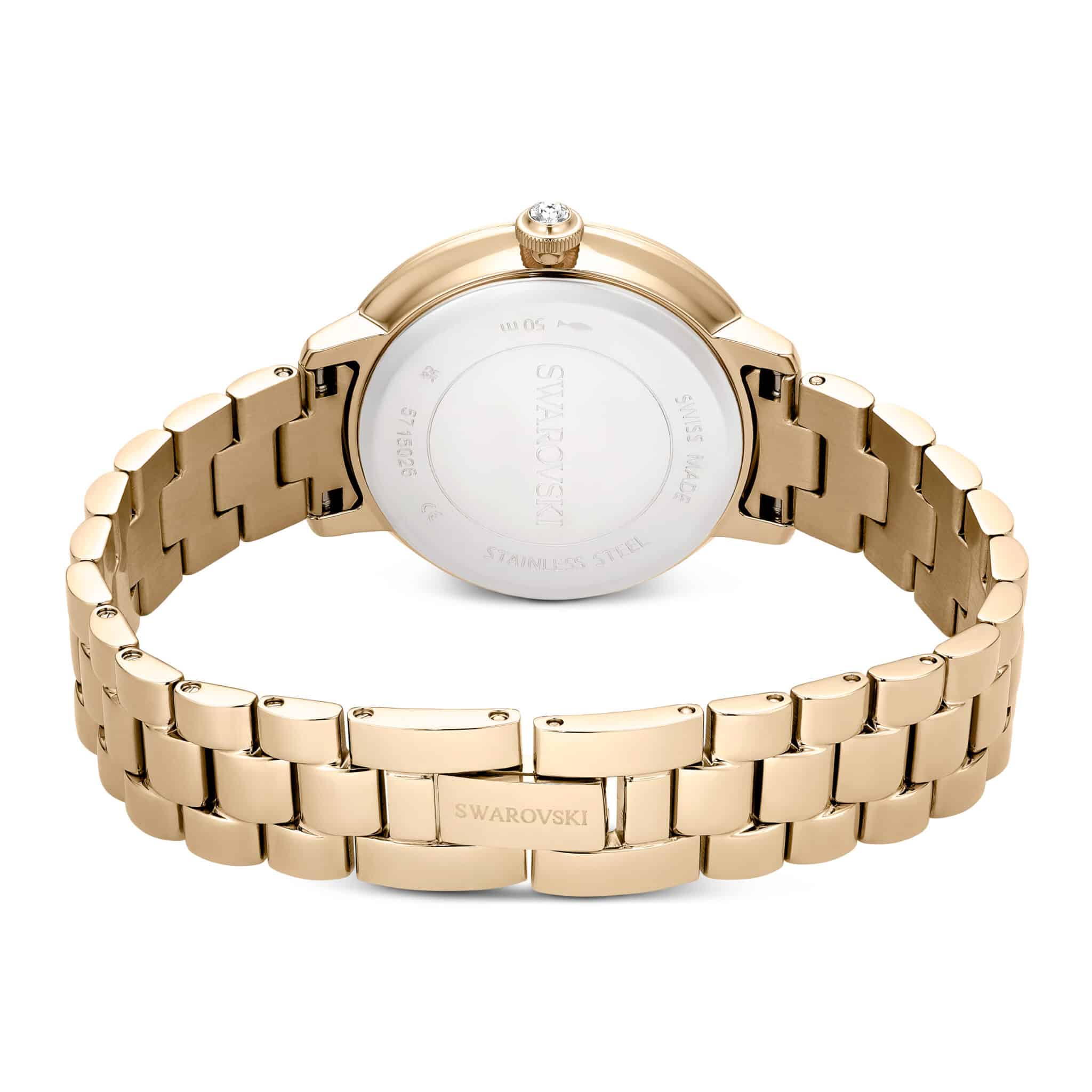 Swarovski Matrix Watch, Swiss Made, Metal Bracelet, Gold Tone, Champagne Gold-tone finish -Swarovski