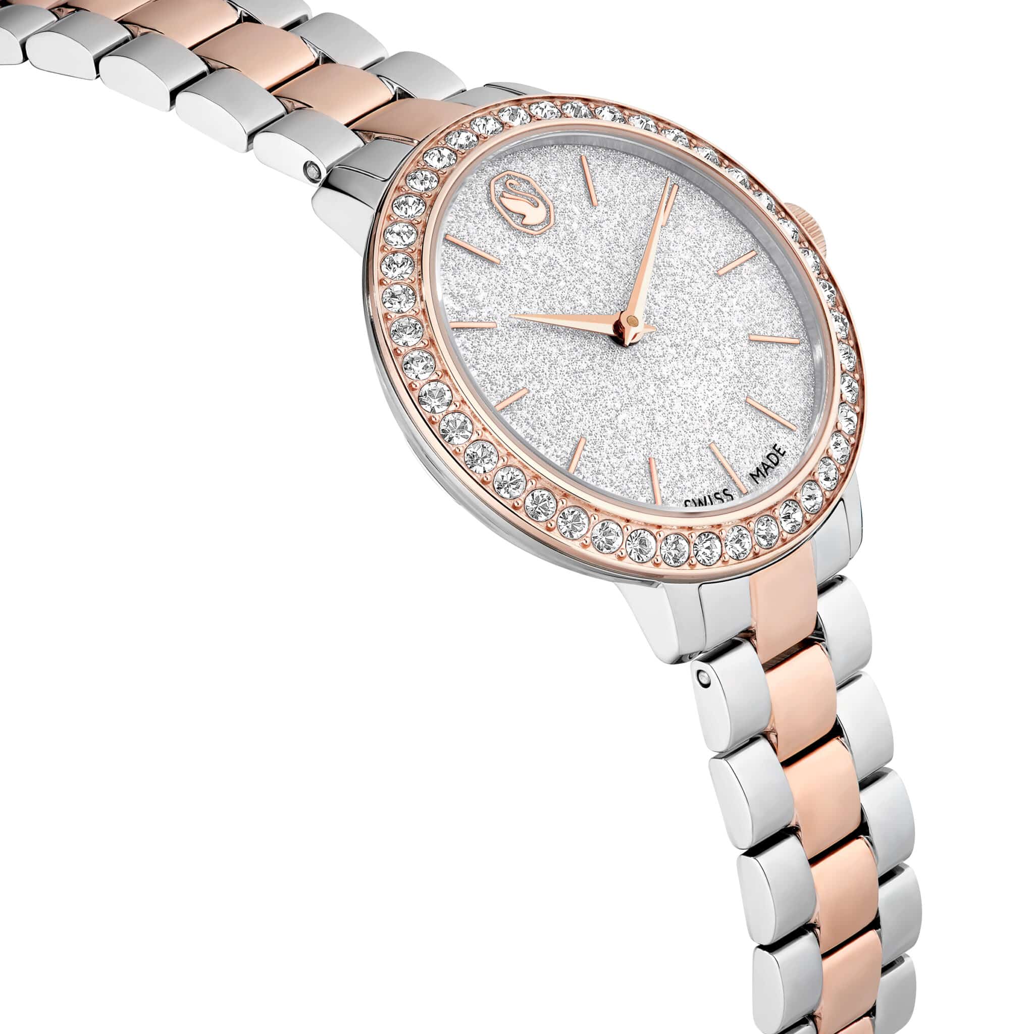 Swarovski Matrix Watch, Swiss Made, Metal Bracelet, Silver tone, Rose Gold-tone finish -Swarovski