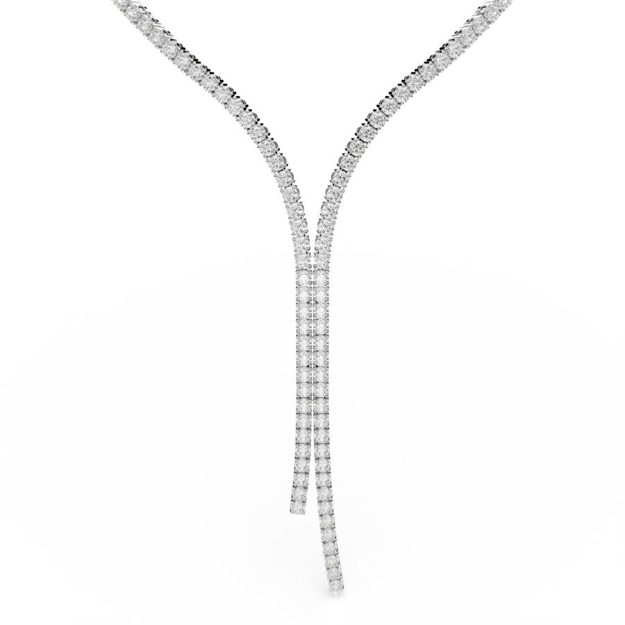 Swarovski Matrix Y Necklace, Round Cut, White, Rhodium Plated -Swarovski