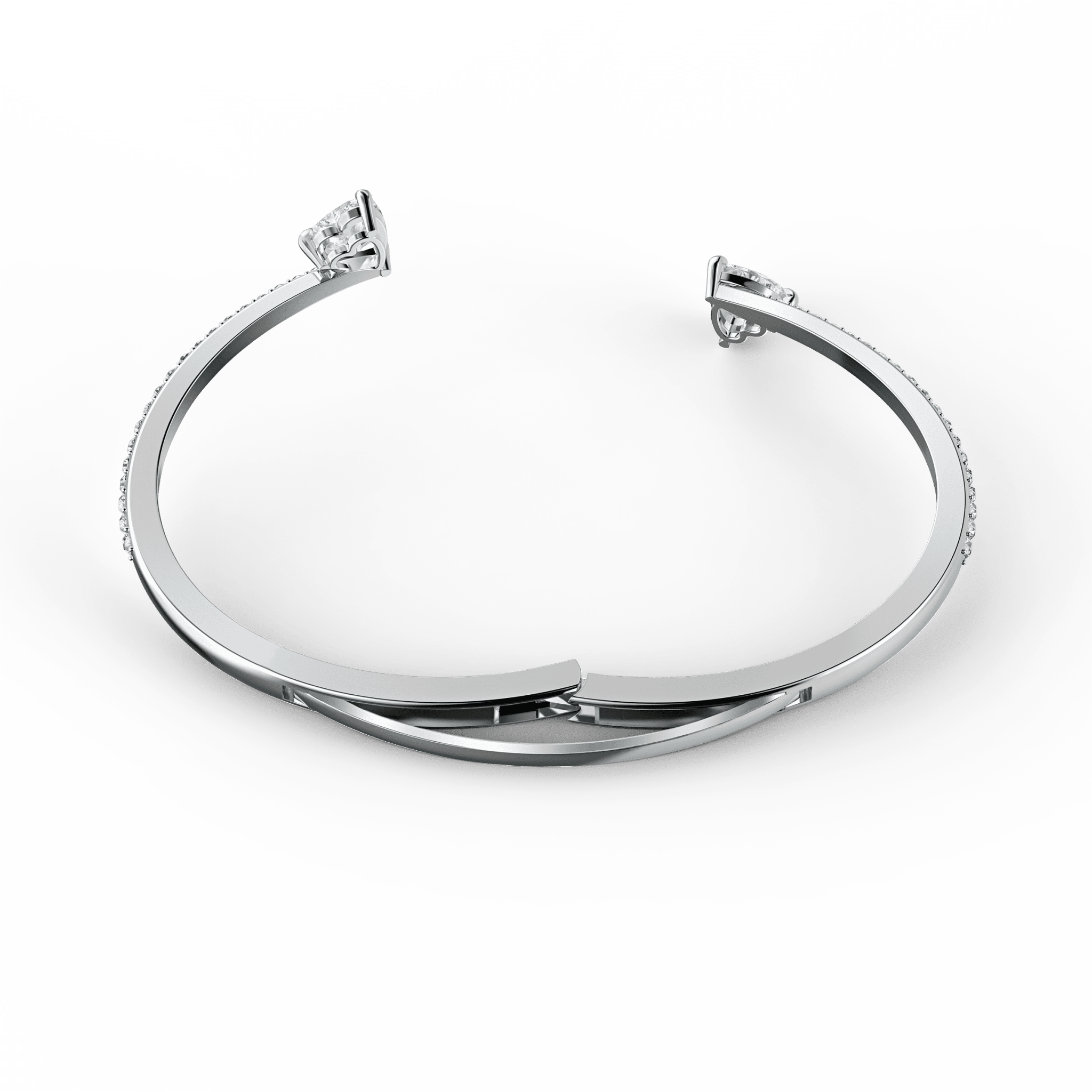 Swarovski Mesmera bangle Heart, White, Rhodium plated -Swarovski
