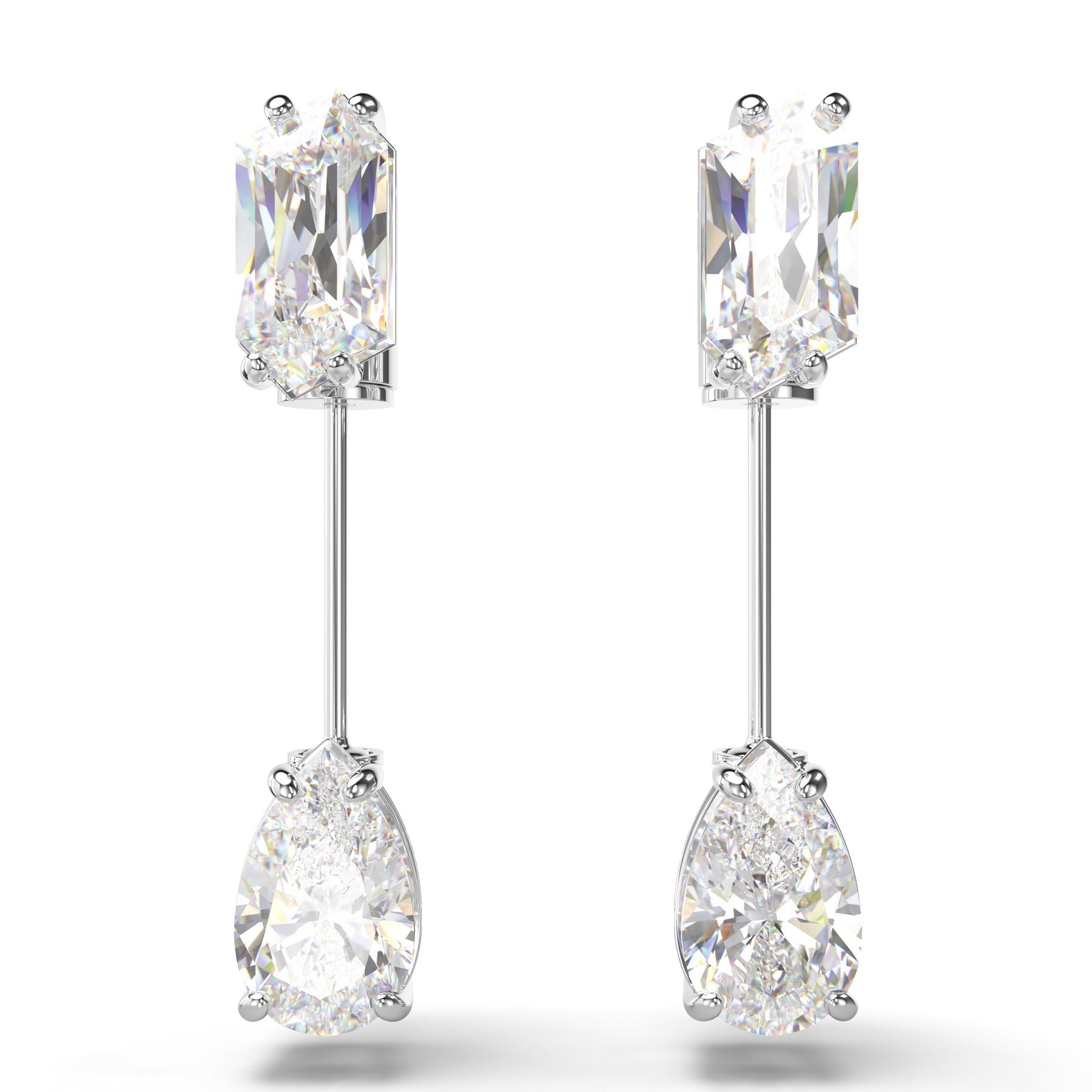 Swarovski Mesmera Bar Earrings Mixed Cuts White Rhodium Plated -Swarovski